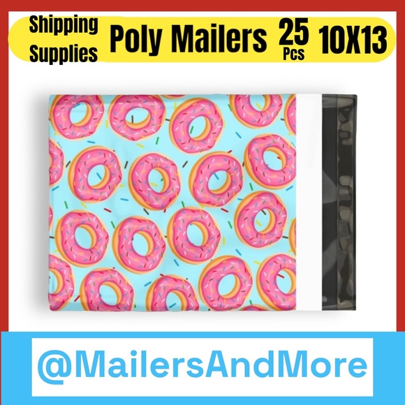 25 10X13 Poly Mailers Donuts And Sprinkles, Shipping Envelopes PRICE IS FIRM - Picture 4 of 7